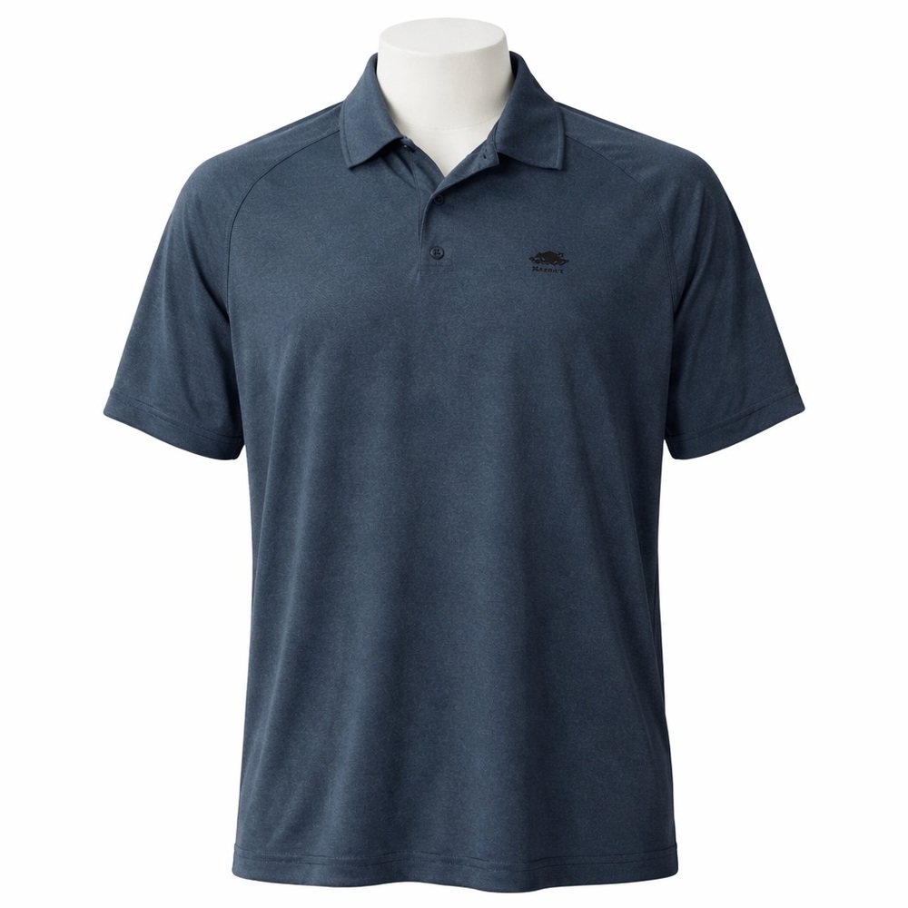 Size XL Roots Men’s Performance Polo Shirt Blue Stretch Athletic Golf Shirt
